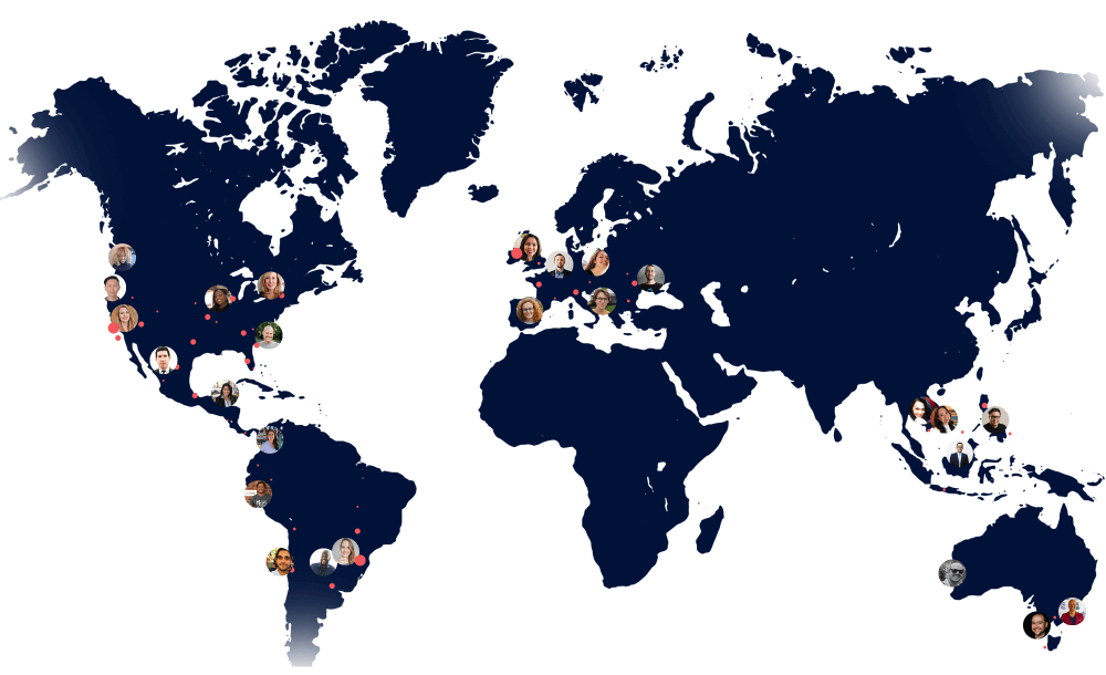 World map of the Cloudbeds team locations